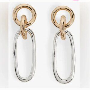 Express mixed metal oval linked drop earring